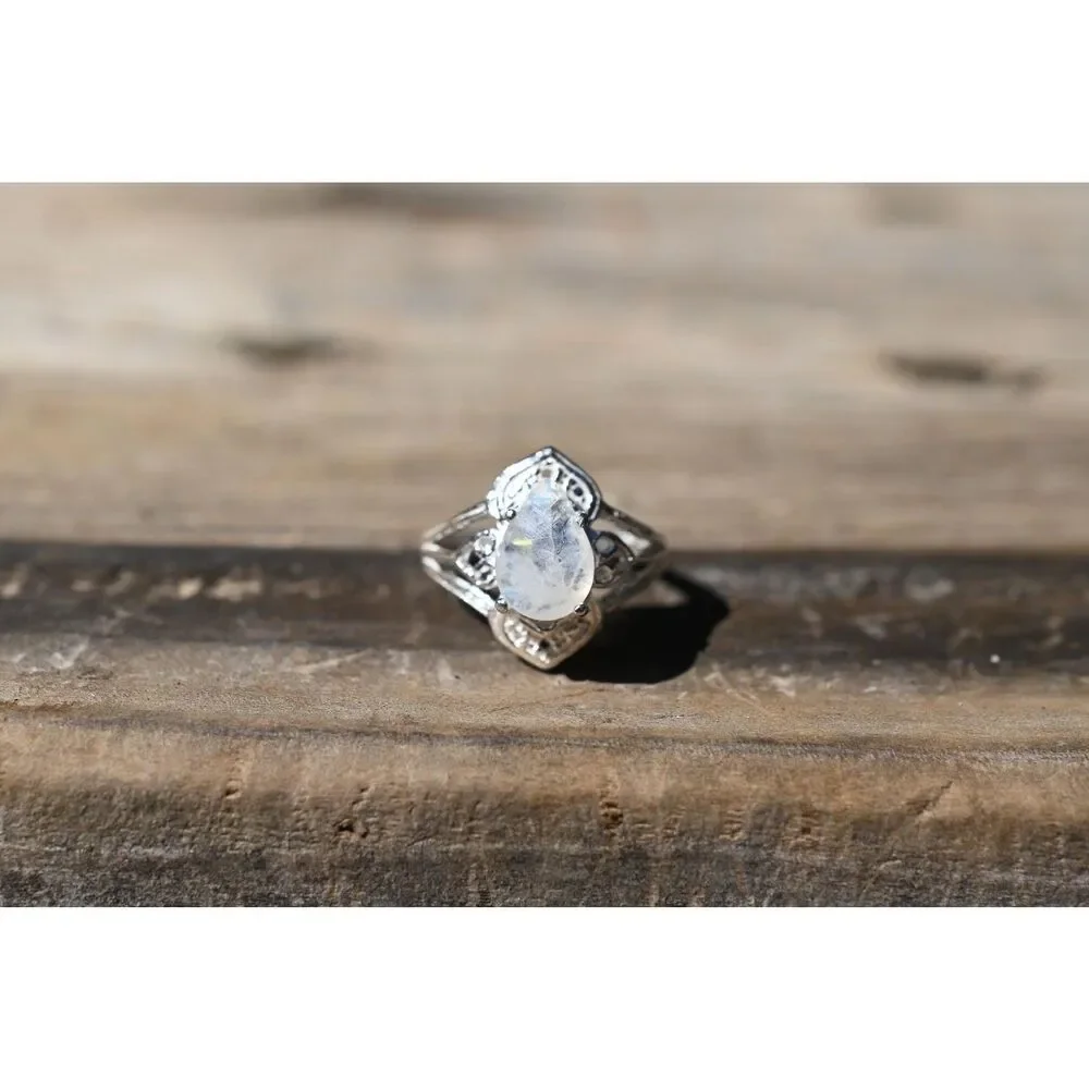 Engagement ring Moonstone sterling silver ring American made